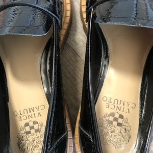 Vince camuto black patent leather women’s loafers